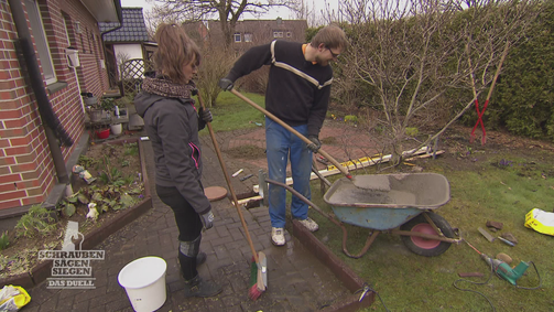 Schrauben, sägen, siegen - Das Heimwerker-Duell Schrauben, sägen, siegen - Das Duell Folge 13: In Schwerstarbeit wird aus dem Garten ein Paradies