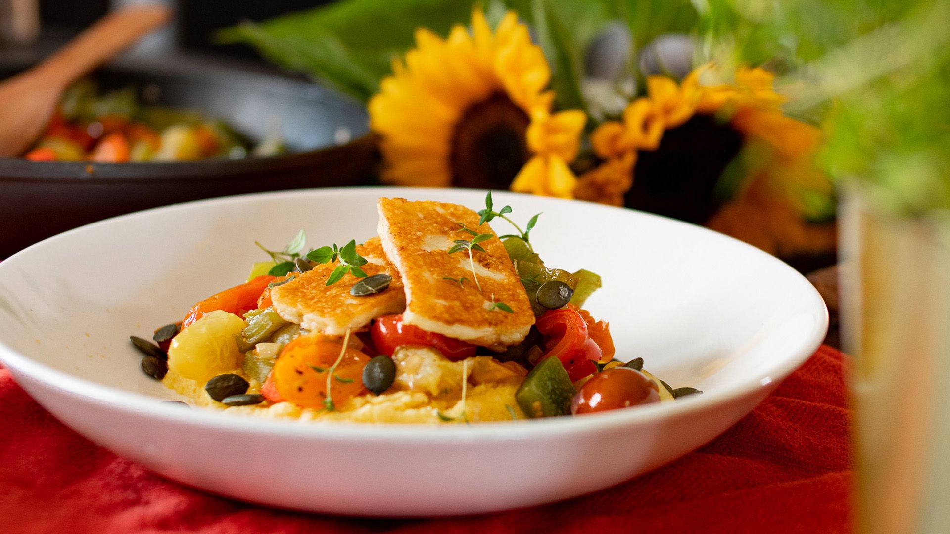 Schnelle Gemüsepfanne mit Halloumi!