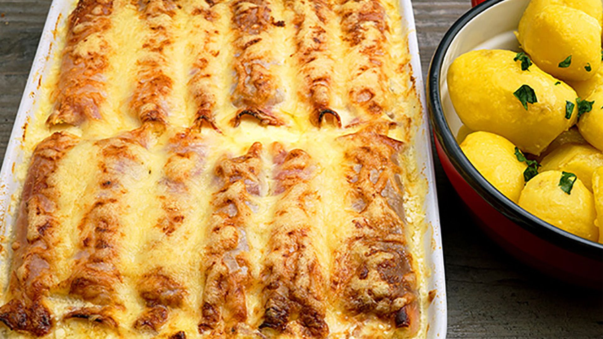 Gratinierter Lauch mit Schinken