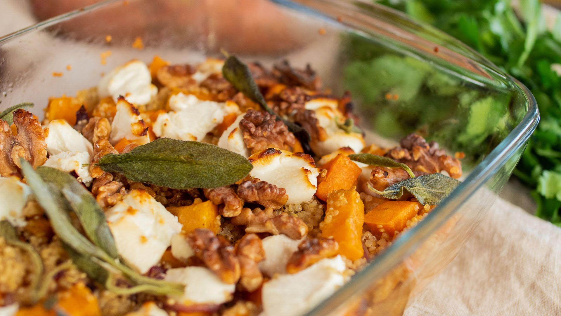 Ofen Quinoa mit Ziegenkäse