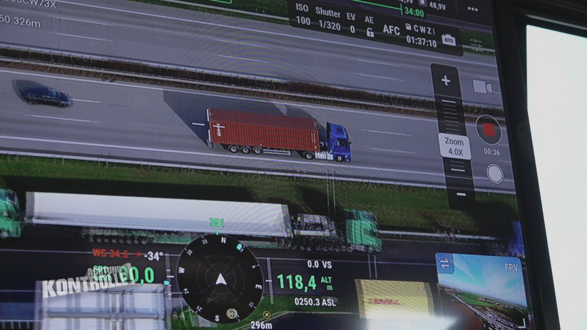 Drohneneinsatz auf der Autobahn - Abstandsmessung aus der Luft