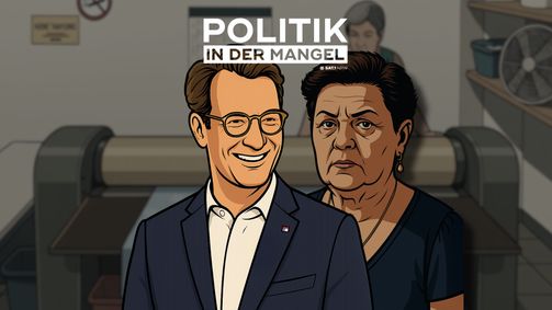 Sat.1 NRW - Politik in der Mangel Sat.1 NRW - Politik in der Mangel - Staffel 2025 Folge 5: Der Ministerpräsident in der Mangel: Hendrik Wüst (CDU) vs. Wäschereifrau Silvia Bouradaa