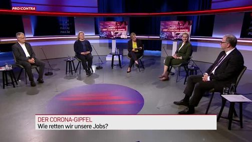 Pro und Contra Pro & Contra - PULS 4 News-Talk - 2020 - rechtefrei Folge 18: Der Corona-Gipfel – Wie retten wir unsere Jobs?