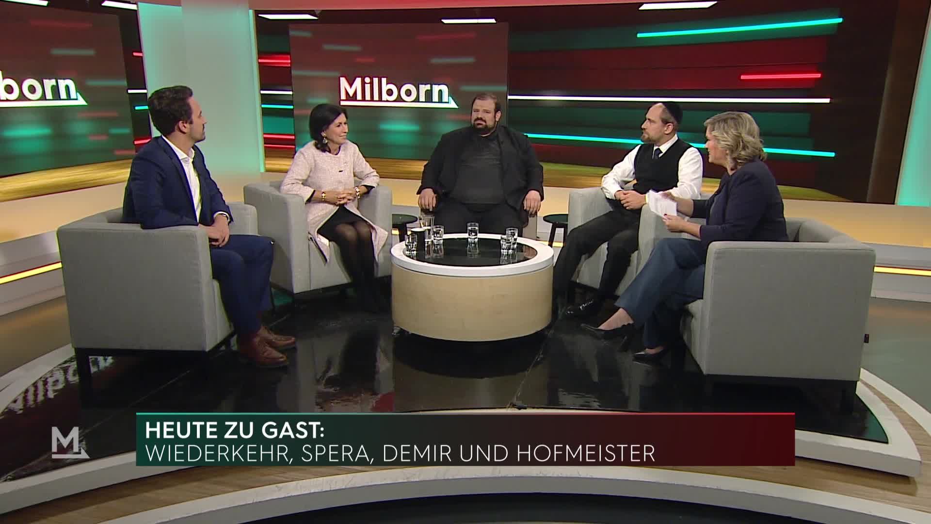 Danielle Spera, Ramazan Demir, Schlomo Hofmeister und Christoph Wiederkehr im Interview bei Milborn