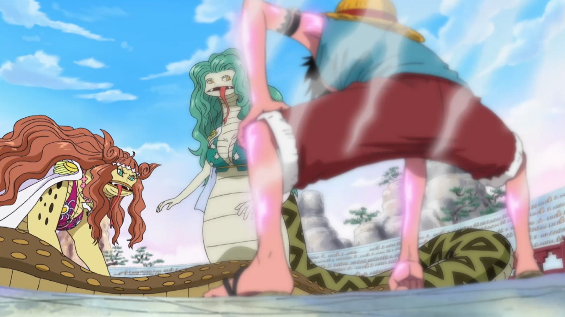 Gummimann gegen Schlangenpower. Ruffys große Tat!