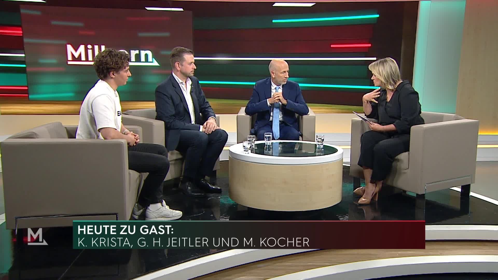Martin Kocher, Georg Jeitler und Kami Krista im Interview bei Milborn