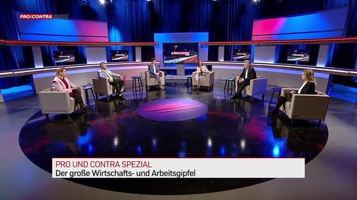 Pro und Contra  Pro & Contra - PULS 4 News-Talk - 2021 - rechtefrei Folge 5: Pro und Contra Spezial: Der große Wirtschafts- und Arbeitsgipfel