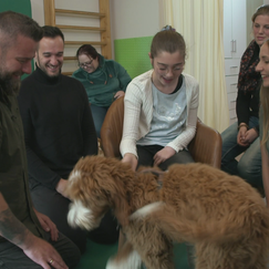Leichte Sprache: Die Welpenklasse zu Besuch bei Therapiebegleithunden