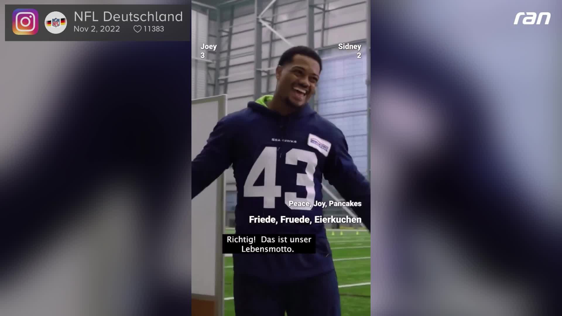 Woran grenzt Deutschland? Donkor gibt NFL-Stars Nachhilfe