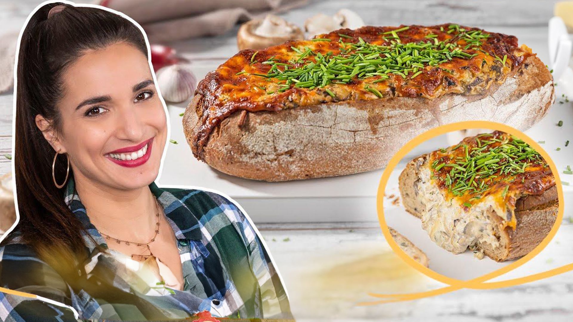 super knuspriges, ofenfrisches Brot mit Champignons und Mozzarella ?