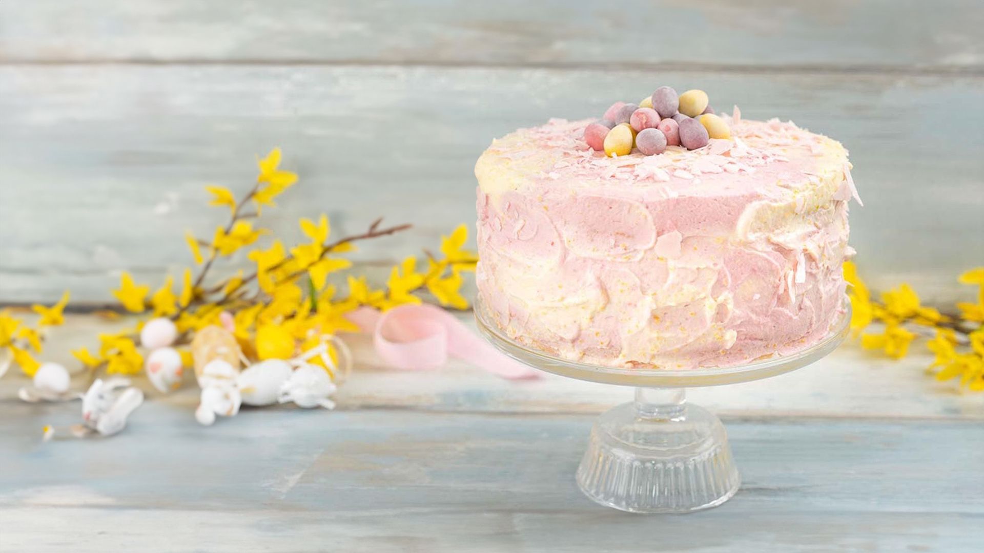 Ostertorte marmoriert / fruchtige Himbeer-Pfirsich-Torte 