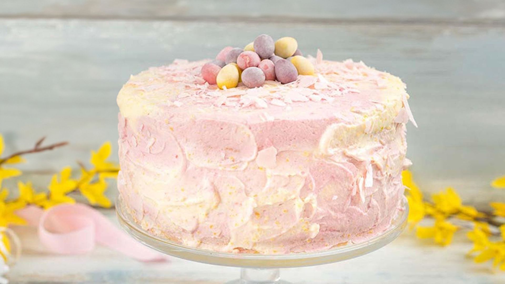 Ostertorte marmoriert / fruchtige Himbeer-Pfirsich-Torte 