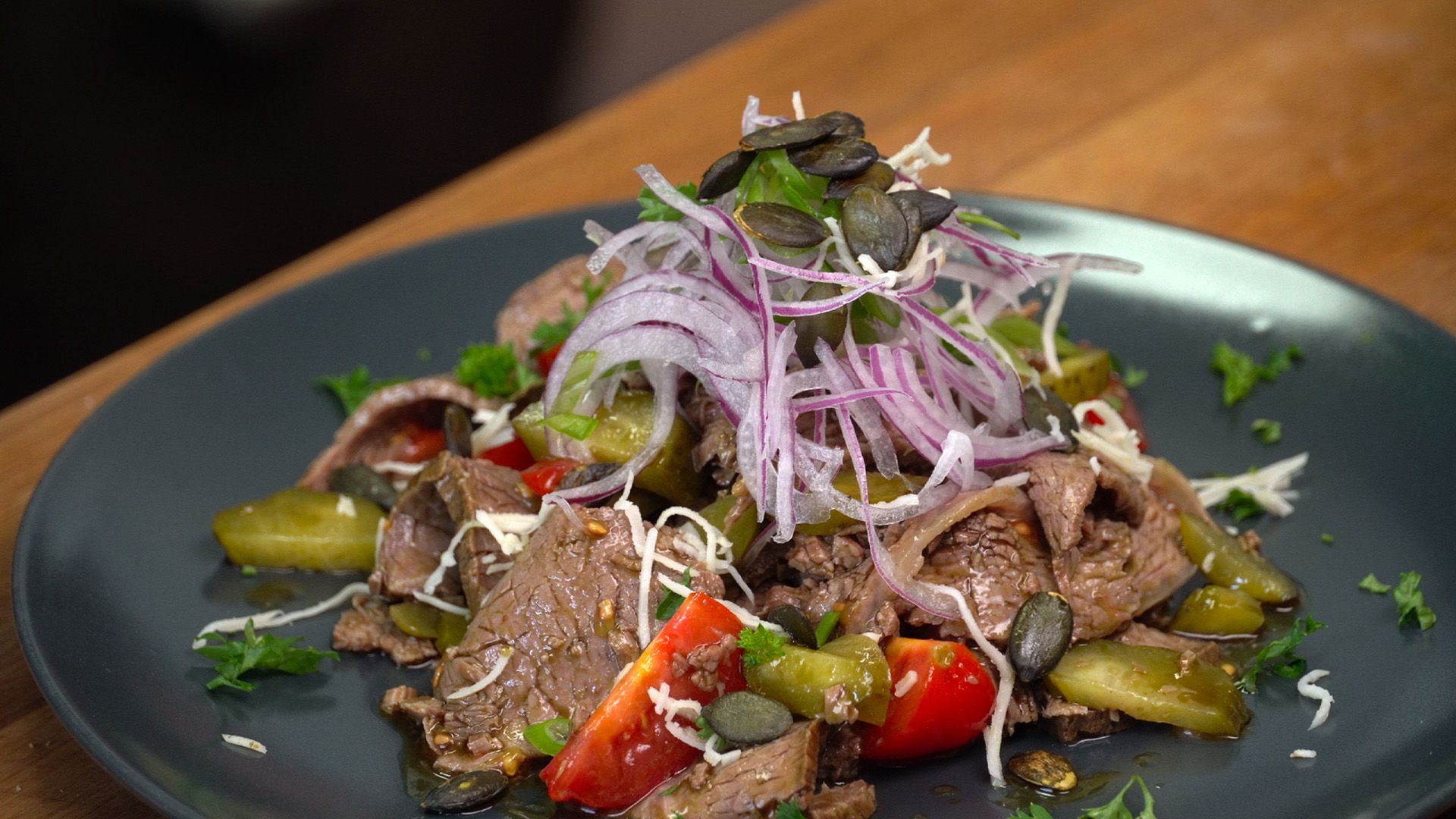 Rindfleisch, Salat mit steirischen Kernöl, ein Traum!