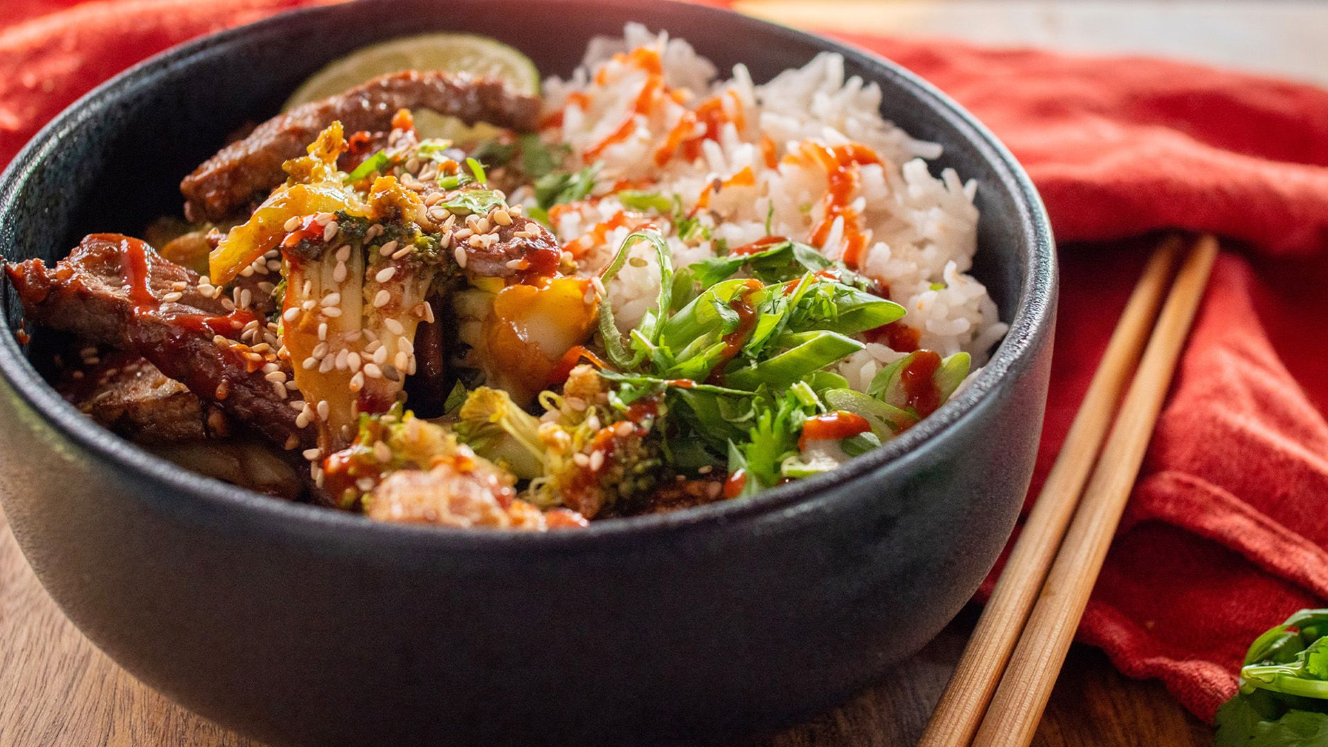 Asiatische Beef & Brokkoli Bowl für Zuhause