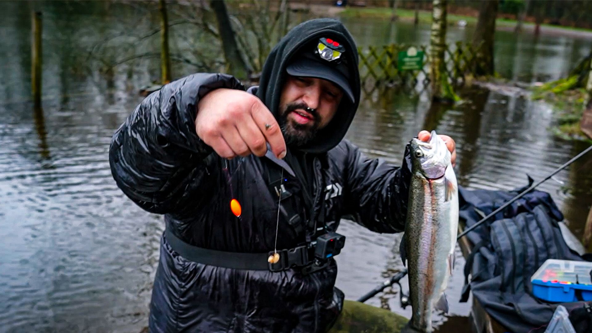 Forellen im Regen