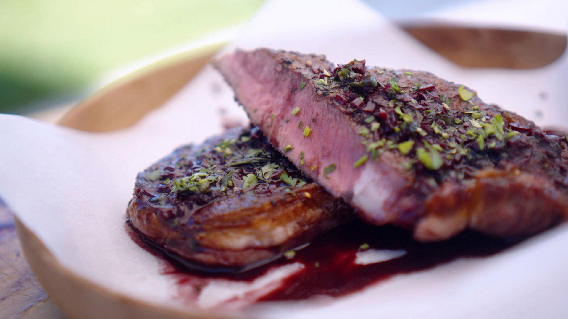 Rotweinsauce mit Steak