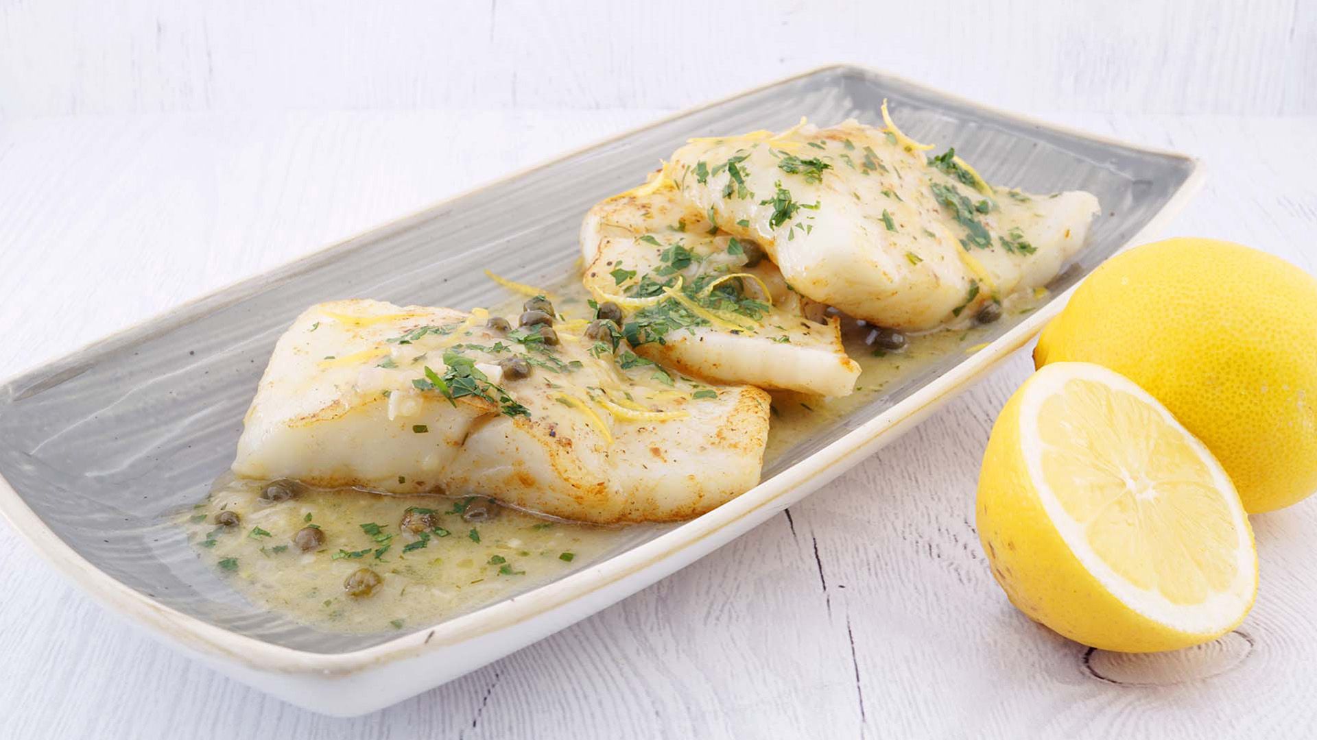 Steinbuttfilet in Zitronen-Kapern-Butter