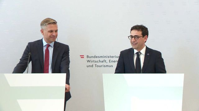 Pressekonferenz mit EU-Industriekommissar Séjourné und Wirtschaftsminister Hattmannsdorfer