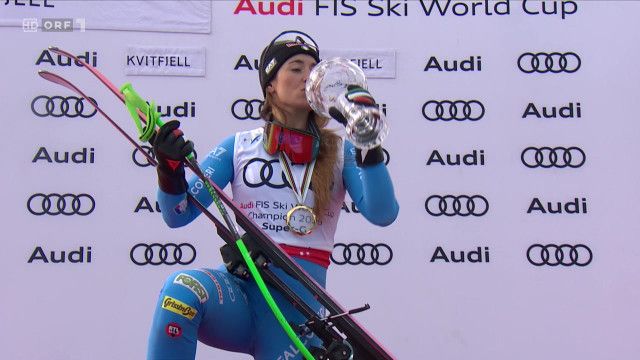 Skiweltcup Finale Super-G Damen und Herren Siegerehrung