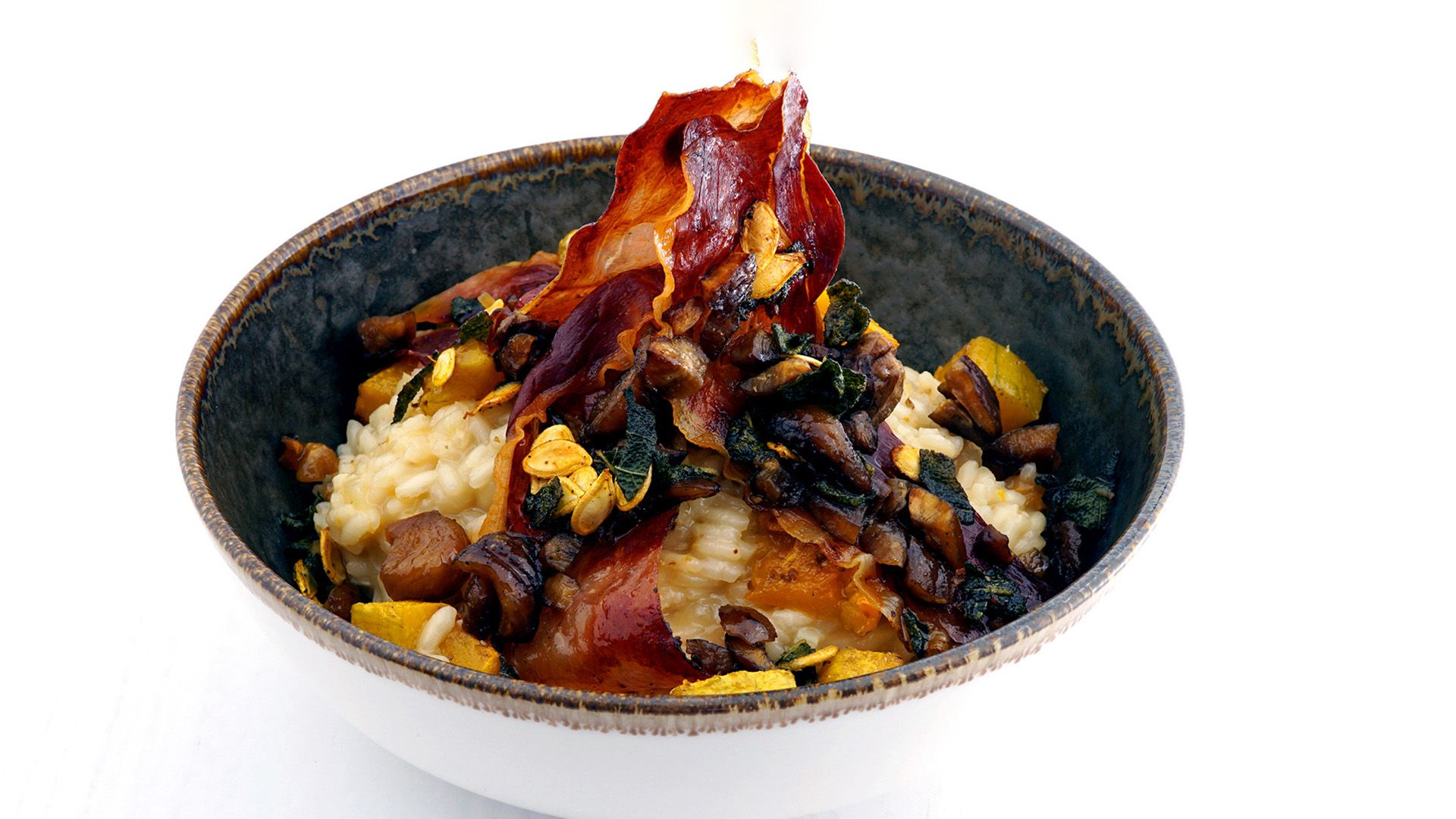 Kürbisrisotto mit Salbei und Speck