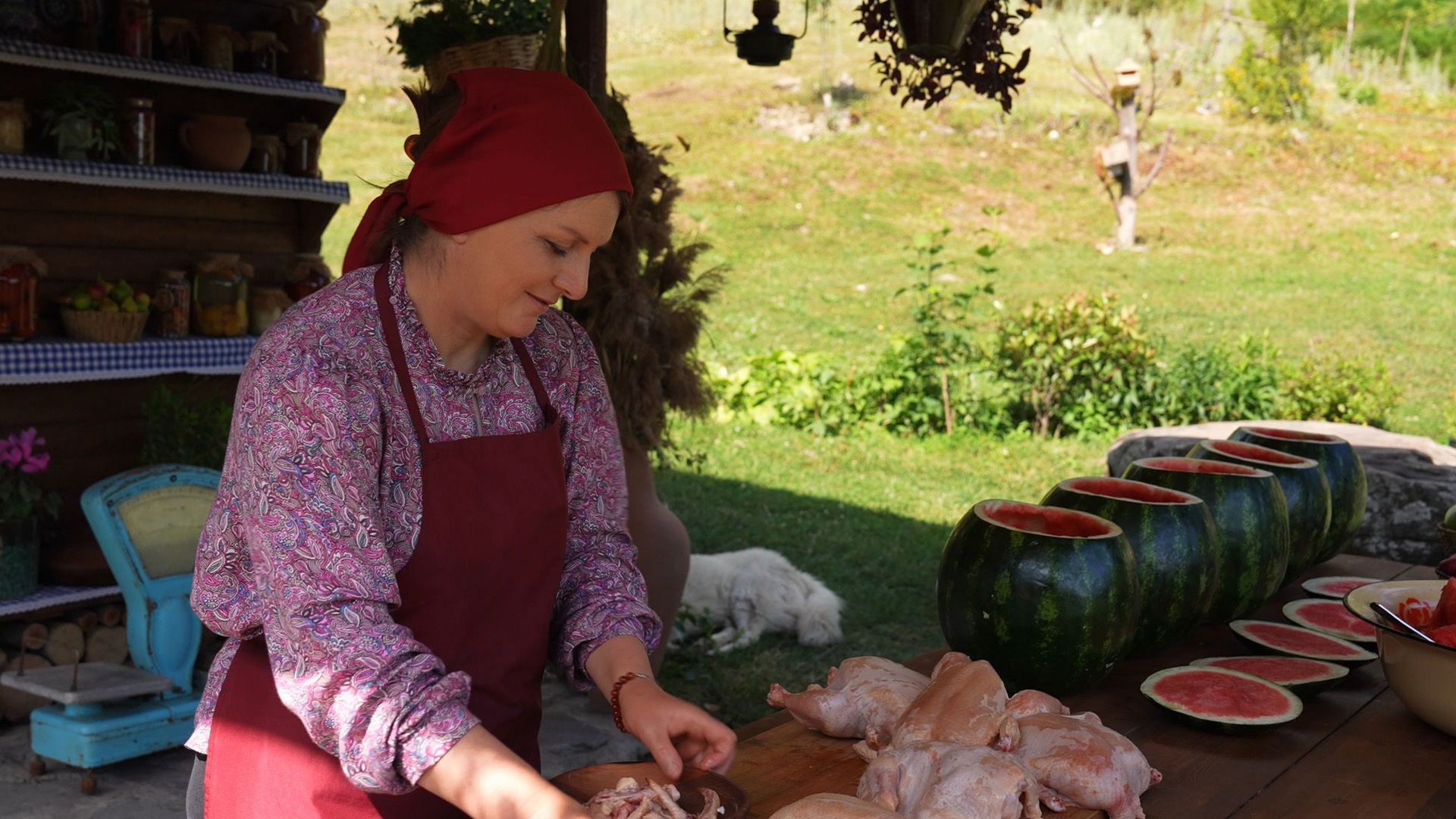 Backhuhn in Wassermelone