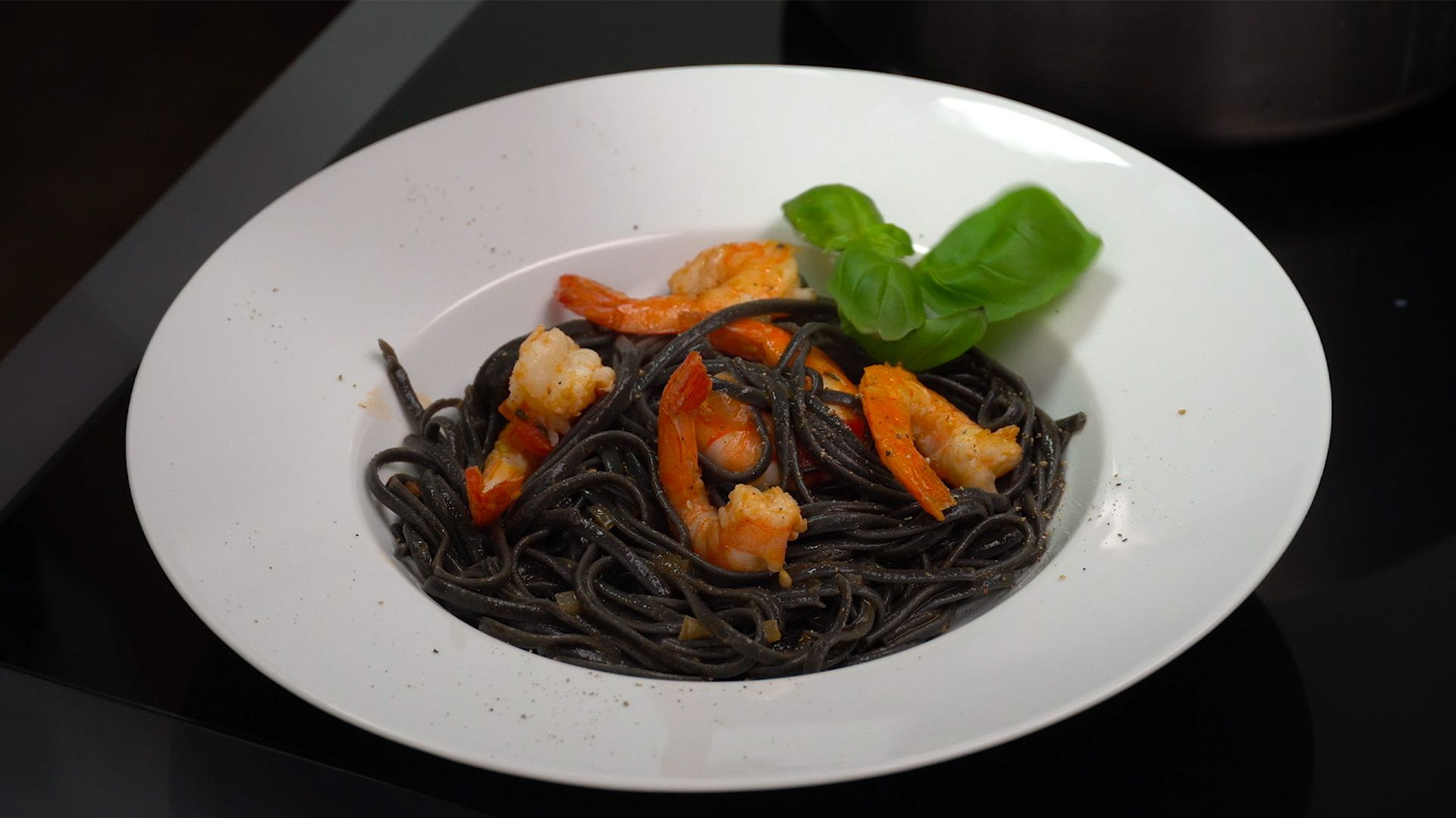 Spaghetti mit Garnelen