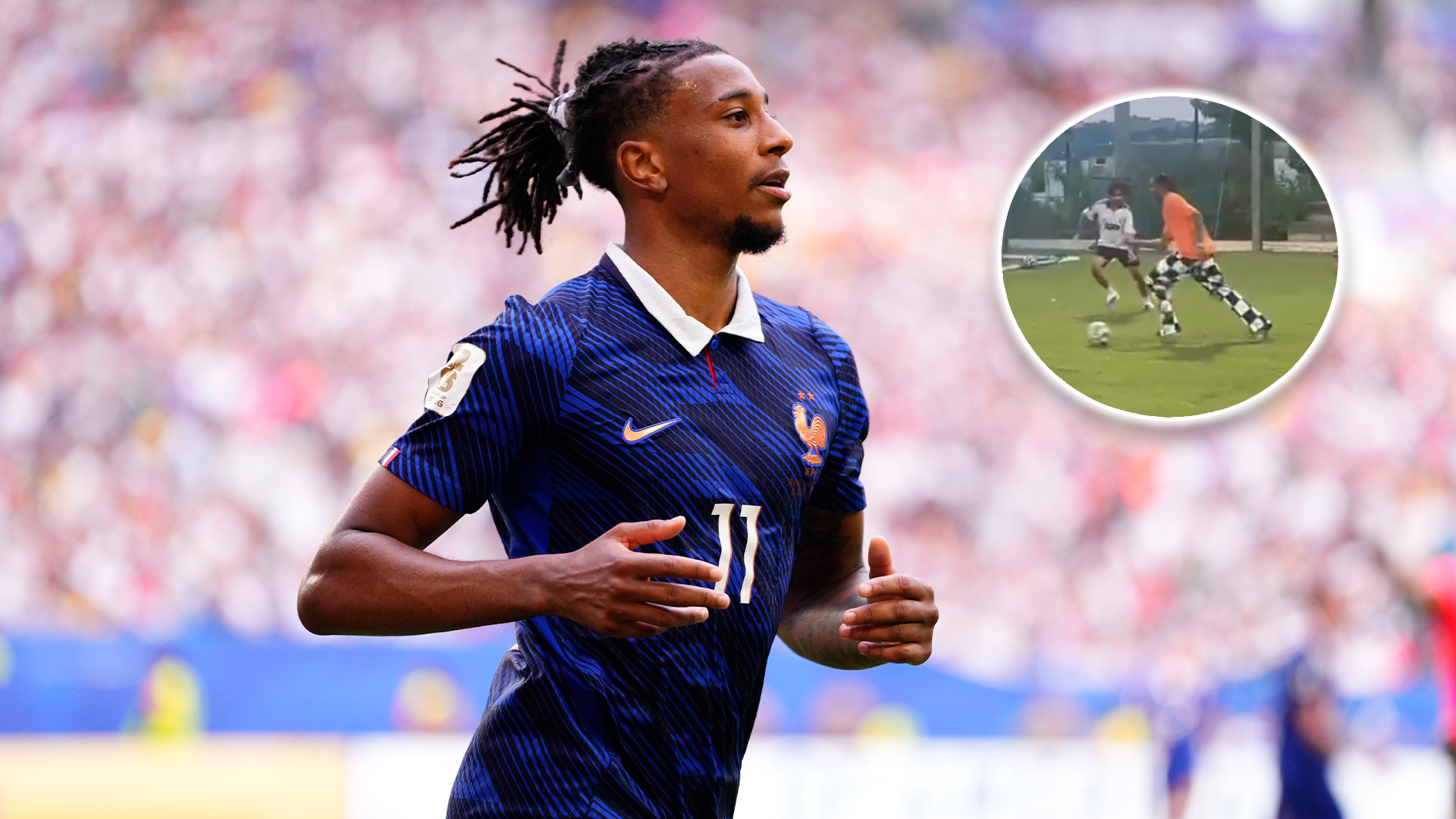 Bayern-Star Olise zockt in Socken auf New Yorker Bolzplatz