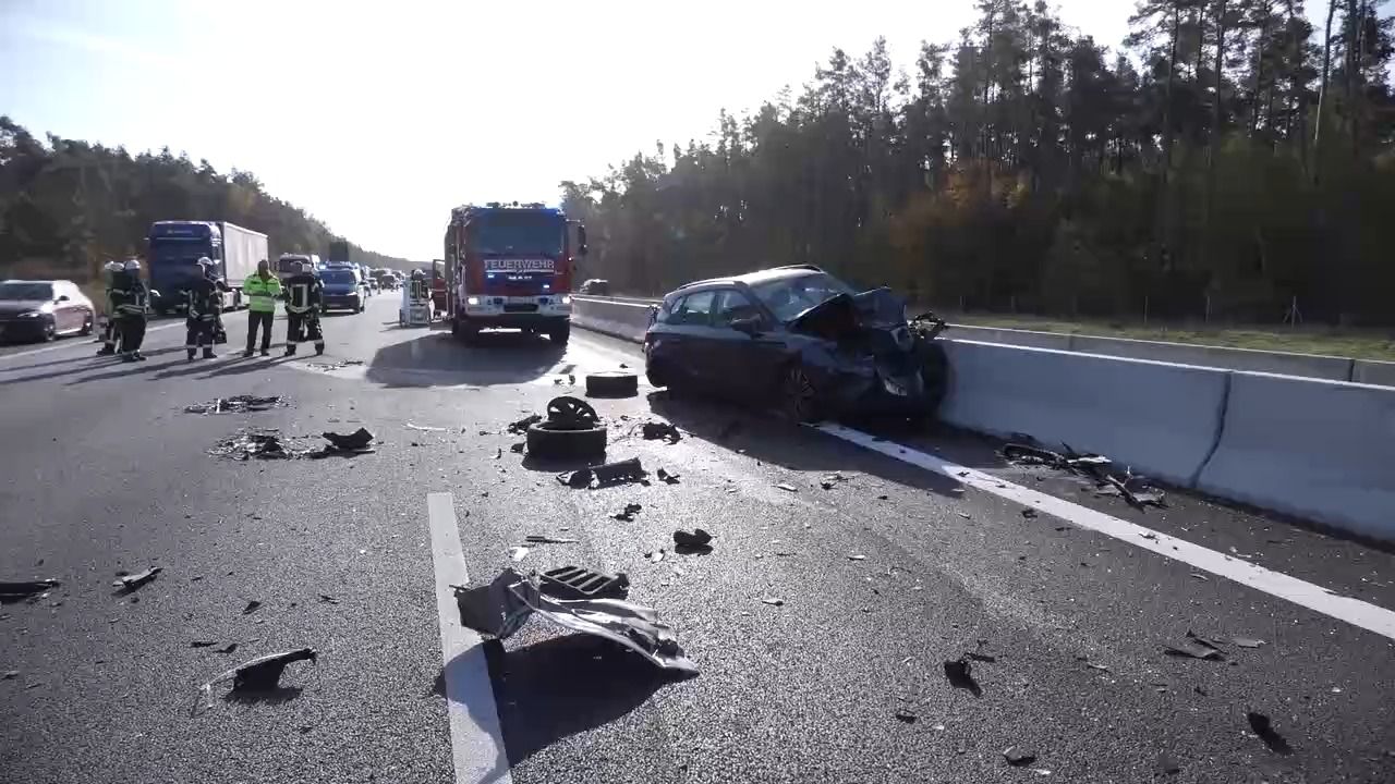 Geisterfahrerunfall auf A3: Vier Verletzte bei Erlangen