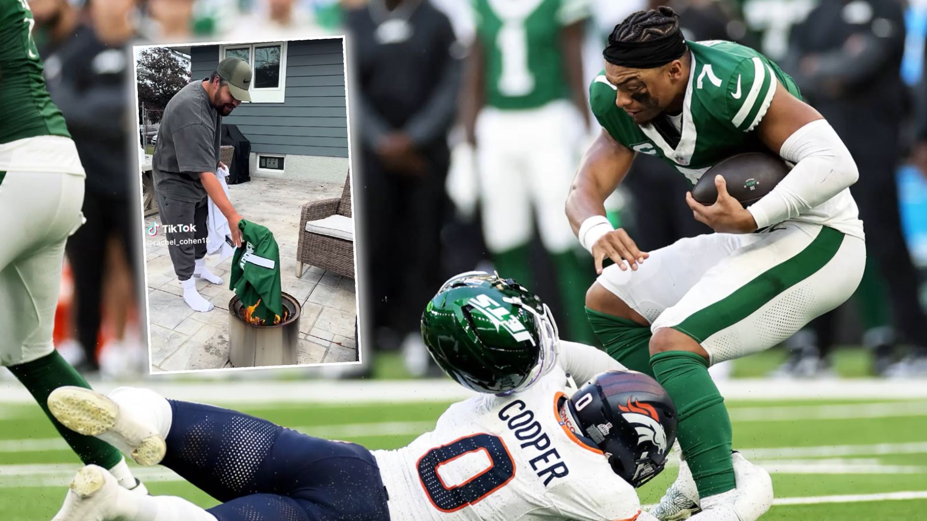 NFL: Frust bei New York Jets! Fan verbrennt Trikots nach London-Debakel