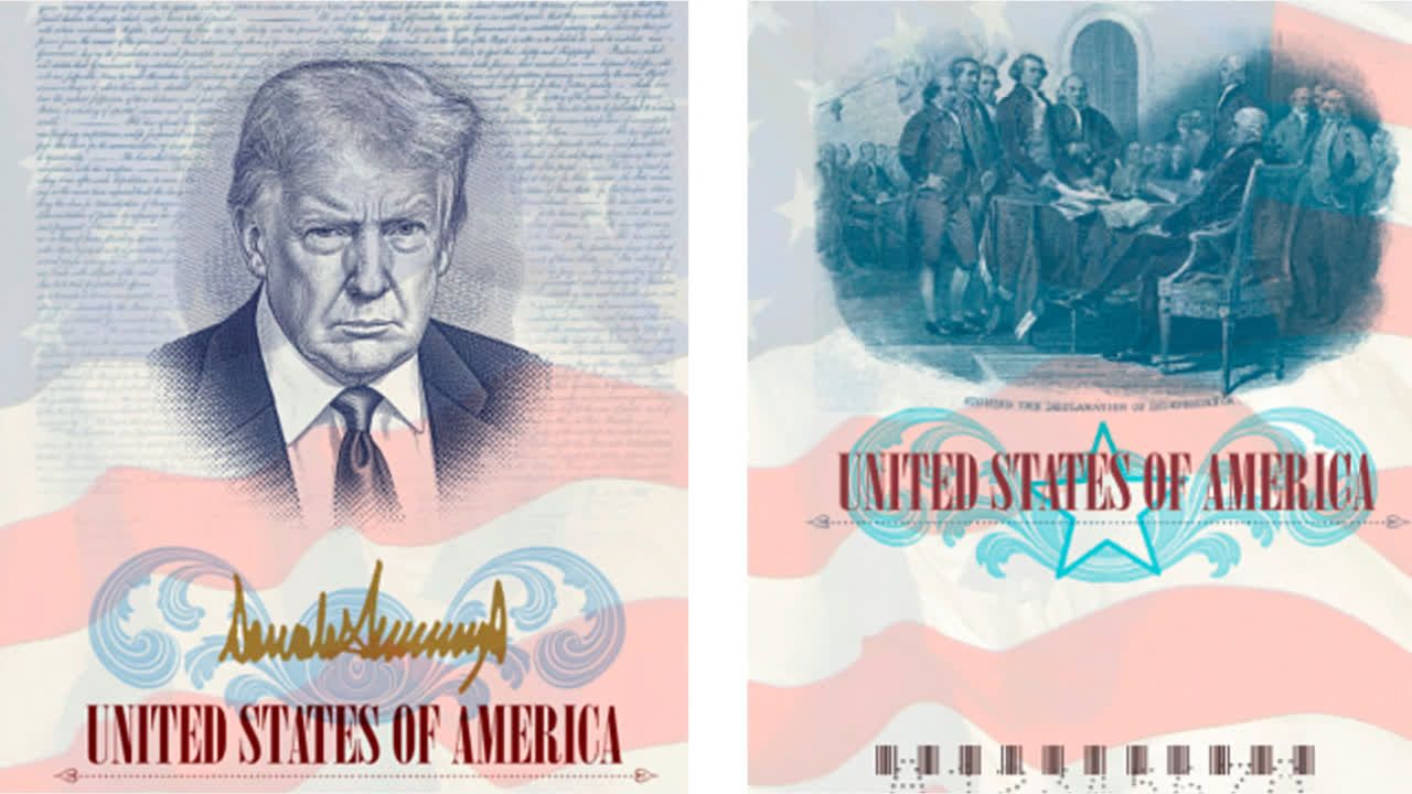 Trump-Porträt auf US-Reisepässen