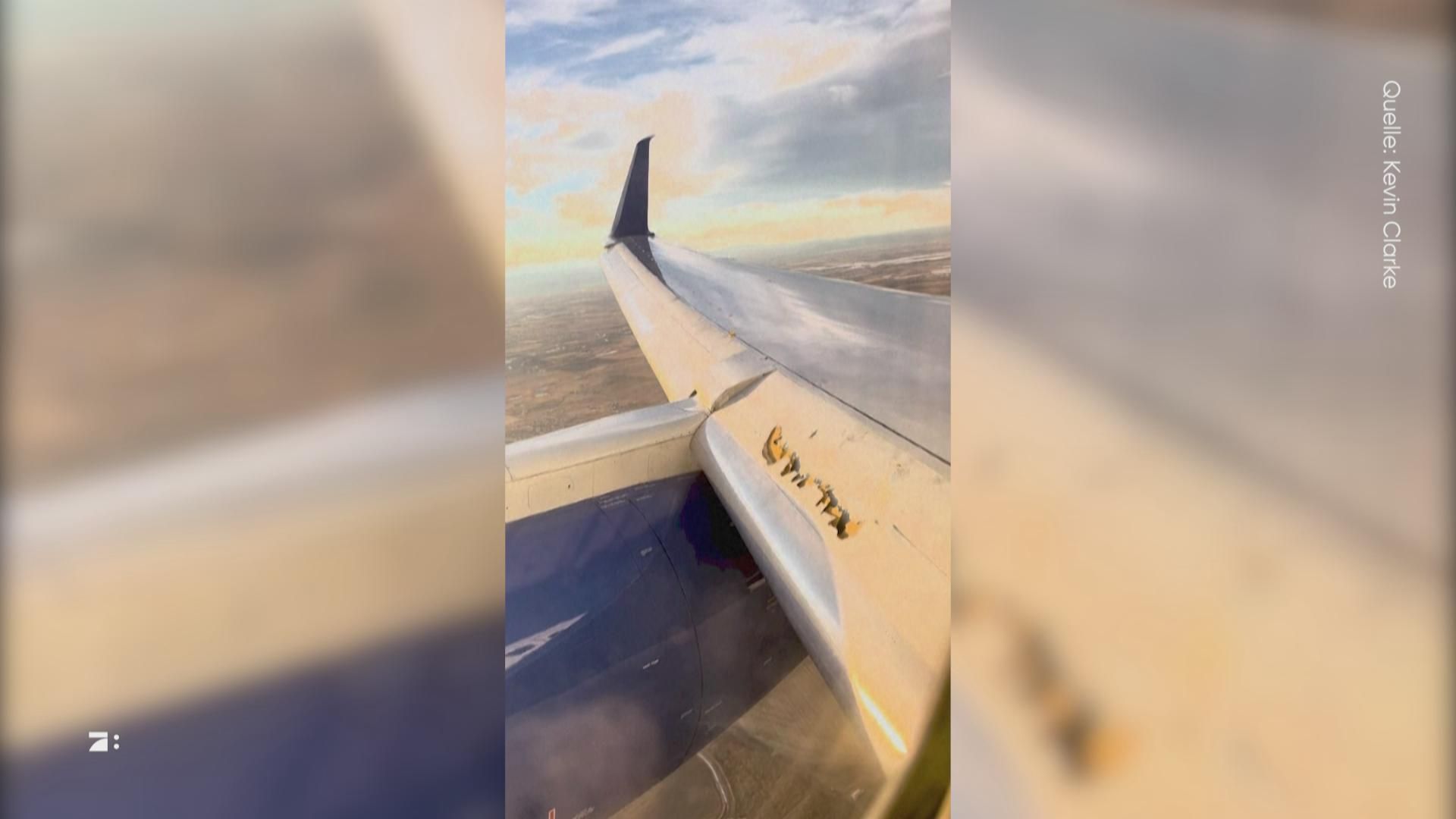 Schaden am Flügel: Gruselige Aufnahmen zeigen Notlandung von US-Flugzeug