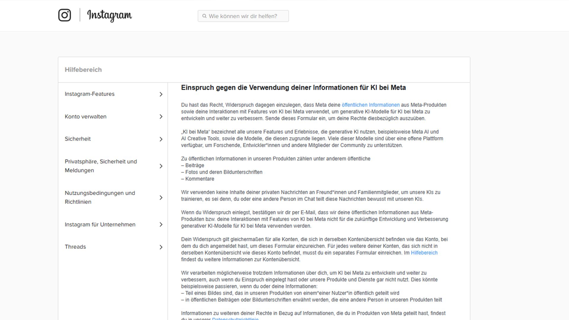 Meta-KI: Jetzt Datenfreigabe stoppen