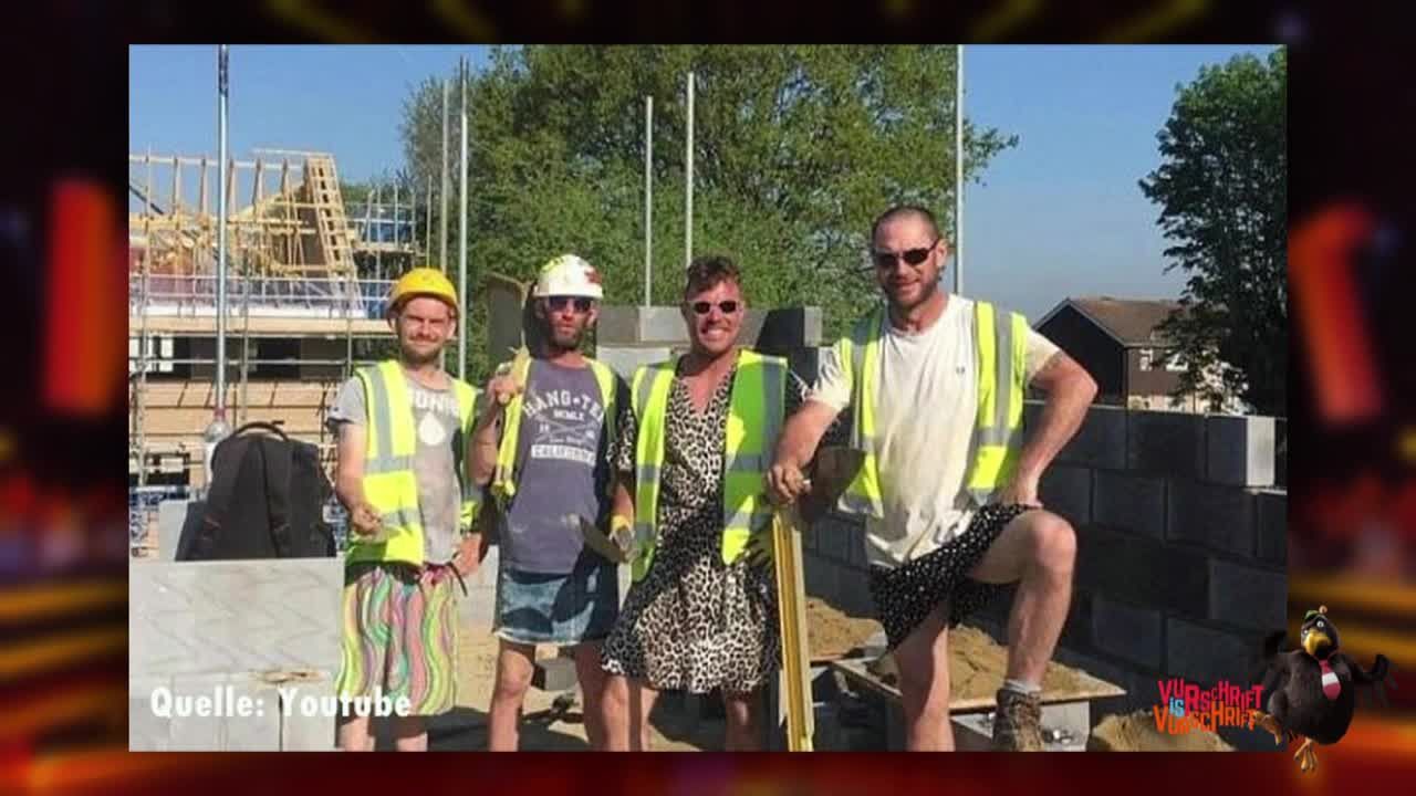 Warum trugen britische Bauarbeiter Röcke und Kleider auf der Baustelle?  