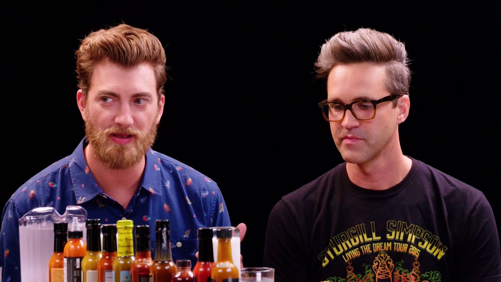 Rhett & Link Hiccup Uncontrollably While Eating Spicy Wings