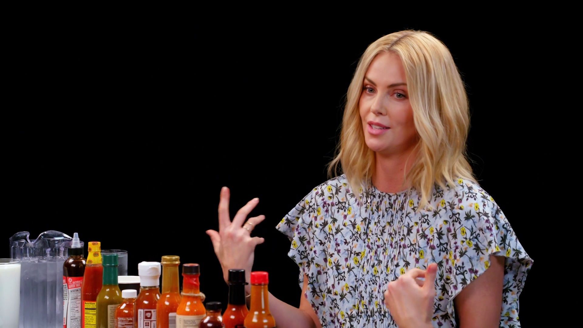 Charlize Theron Takes a Rorschach Test While Eating Spicy Wings